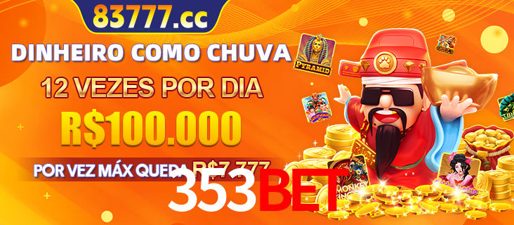 Banner do programa de recompensas Recomende para amigos do 353BET, detalhando os bônus por convidar amigos, com prêmios que chegam a R$288.888.
