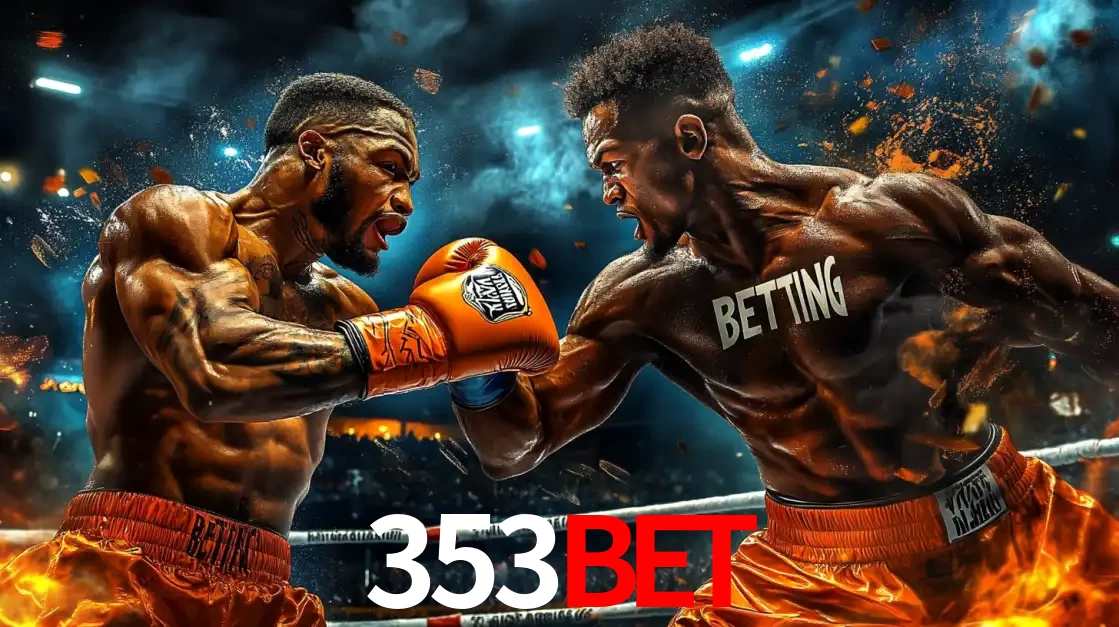Dois boxeadores em uma luta intensa e explosiva, representando a adrenalina e as oportunidades de apostas em esportes de combate disponíveis na plataforma 353BET.